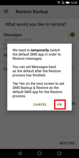 Backup Texts Sms App Permission Switch