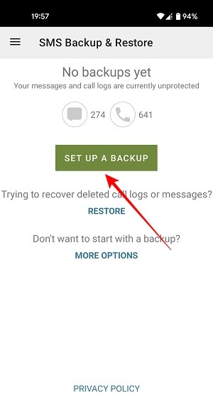 Backup Texts Sms App Setup Backup