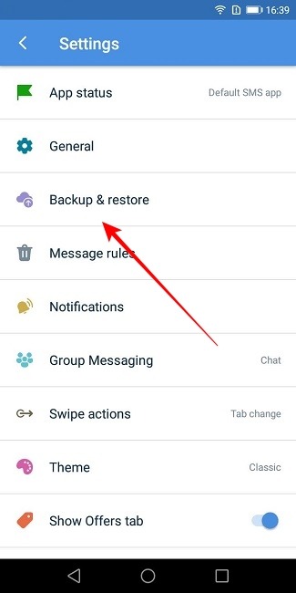 Backup Texts Sms Organizer Backup Option