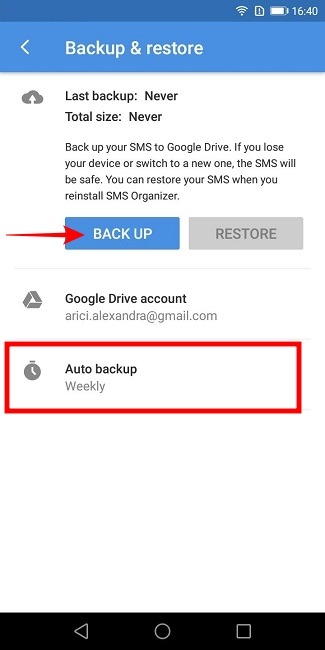 Backup Texts Sms Organizer Start Schedule