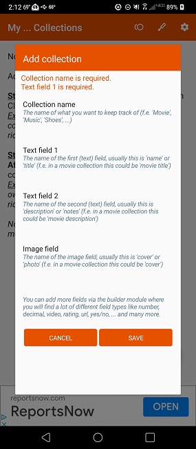 My Collection from Tuyware creating a new collection