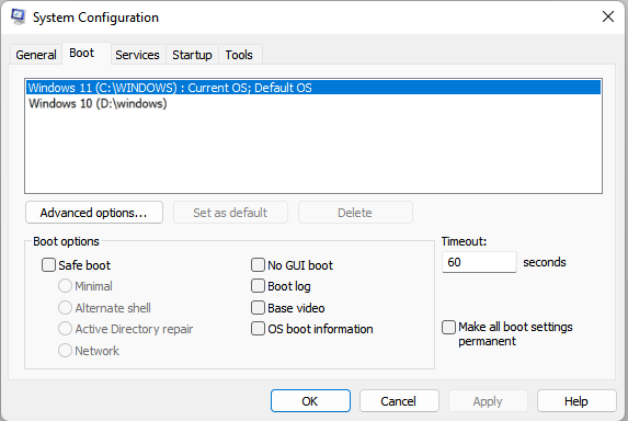 Boot Menu Msconfig 2