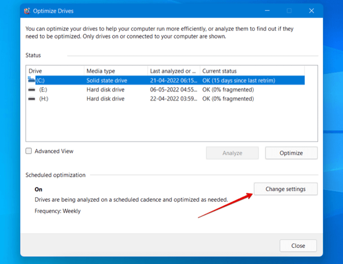 Change Schedule Settings