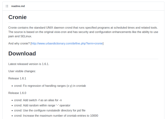 Cron Alternatives Cronie Webpage