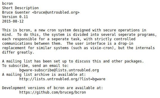 Cron Alternatives Bcron Webpage