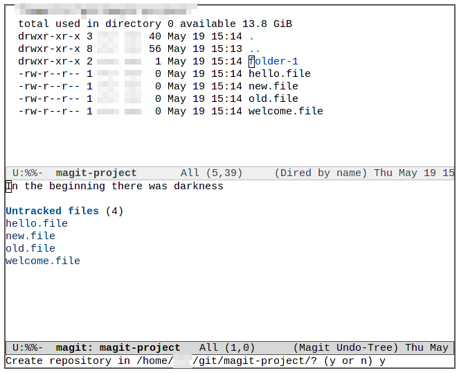Emacs Magit 09 New Git Repo Blank