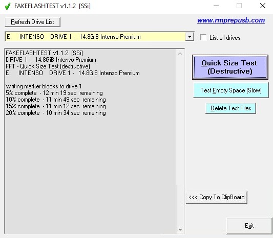 Running a test fake SD card test with FakeFlashTest.