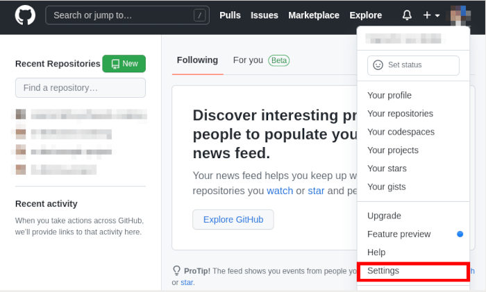 Git Guide Github Account Settings