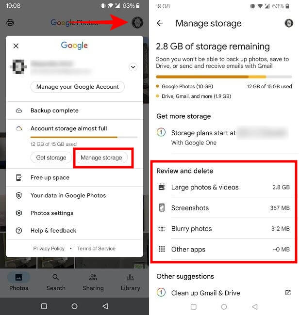 Google Storage Photos Manage