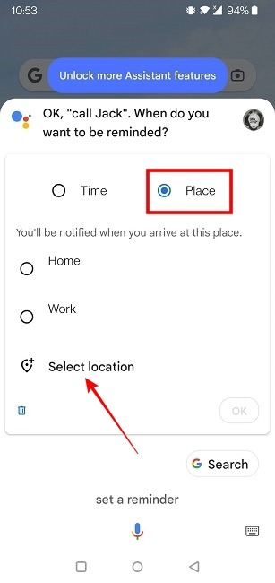 Location Based Reminders Android Set Location