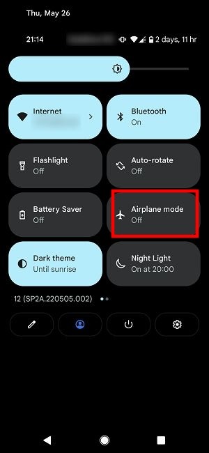 Recover Sms Airplane Tile Quick Settings