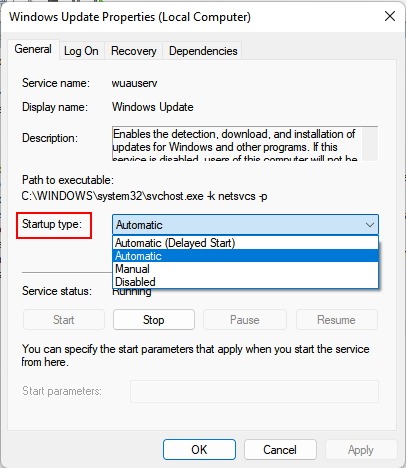 Windows Update Properties