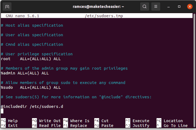 edit-sudoers-file-change-sudo-timeout-jump-to-end Sudoers Edit Bottom Sudoers File