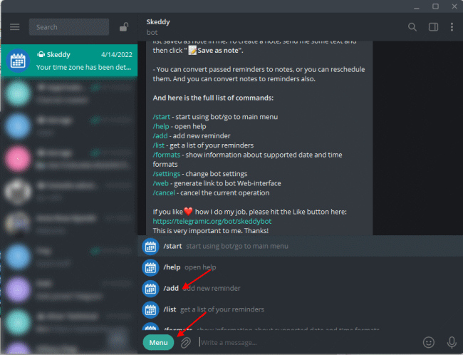 Using Telegram For Setting Reminders 5 1