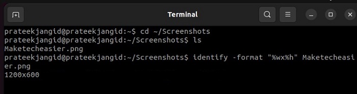 Command To Check The Dimension Of An Image. 