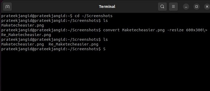 Command To Resize And Save A New Image