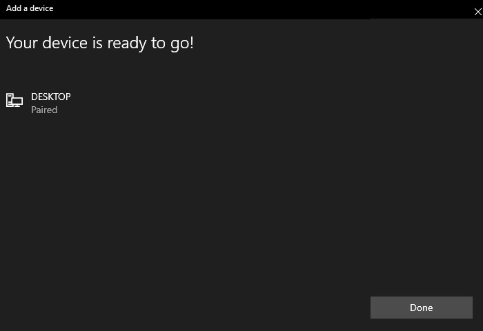 Connect Laptop Displays Bluetooth Pairing Successful Your Device Is Ready To Go