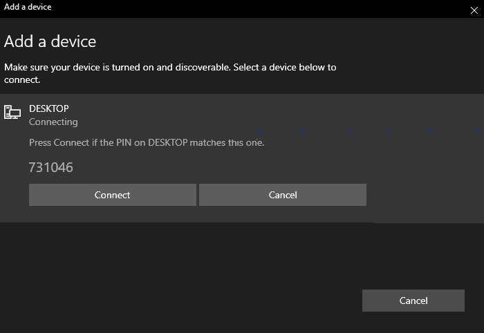Connect Laptop Screens Bluetooth Add Pin Secondary Screen