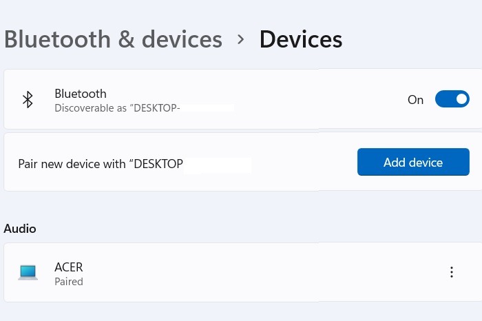 Connect Laptop Screens Bluetooth Pairing Visible Windows11 Settings