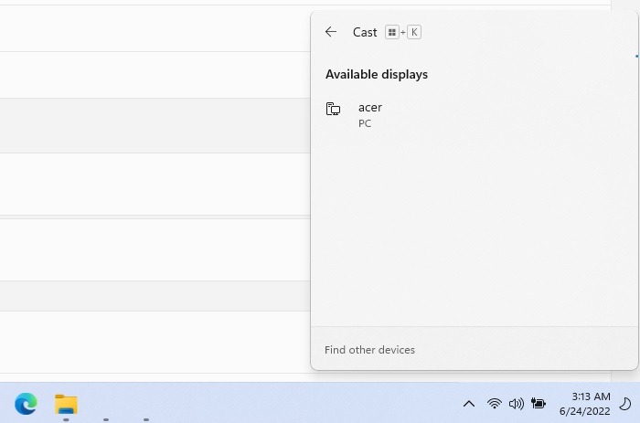 Connect Laptop Screens Cast Screens Available Windows11