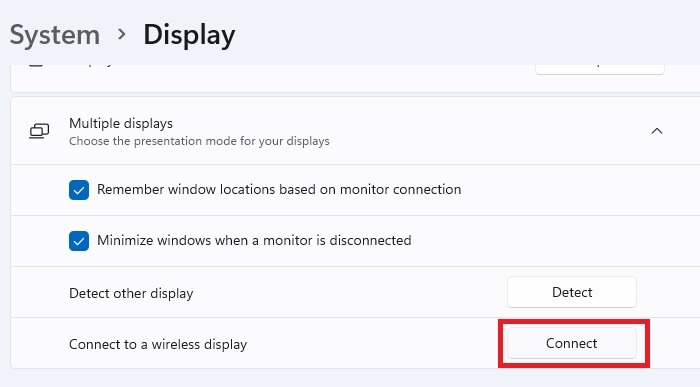 Connect Laptop Screens Connect To A Wireless Display Windows11