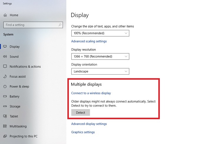 Connect Laptop Screens Multiple Displays Window 10