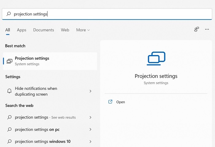 Connect Laptop Screens Projection Settings Windows11