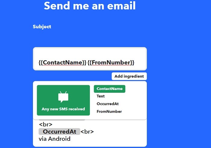 Forward Sms Android Ifttt Add Ingredients