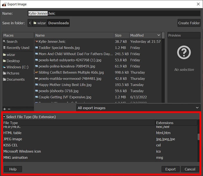 Heic To Jpg Gimp Save As Type