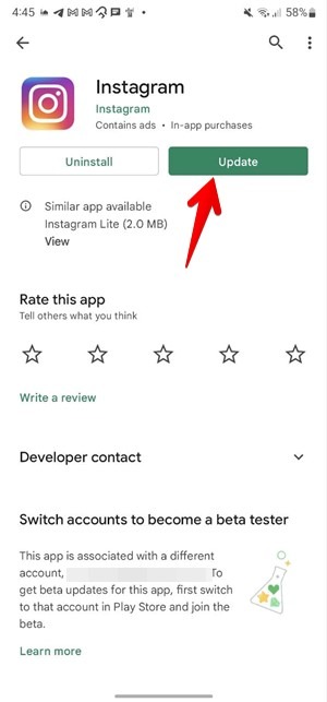 Instagram App Update Android