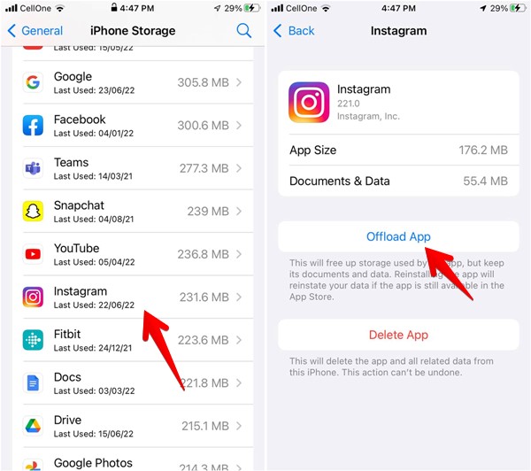 Instagram App Iphone Offload