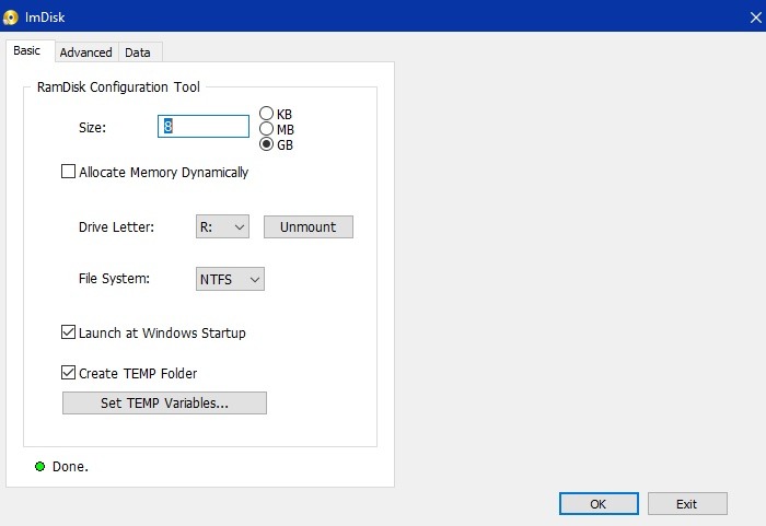 Ram Drive Windows Imdisk Installer Done