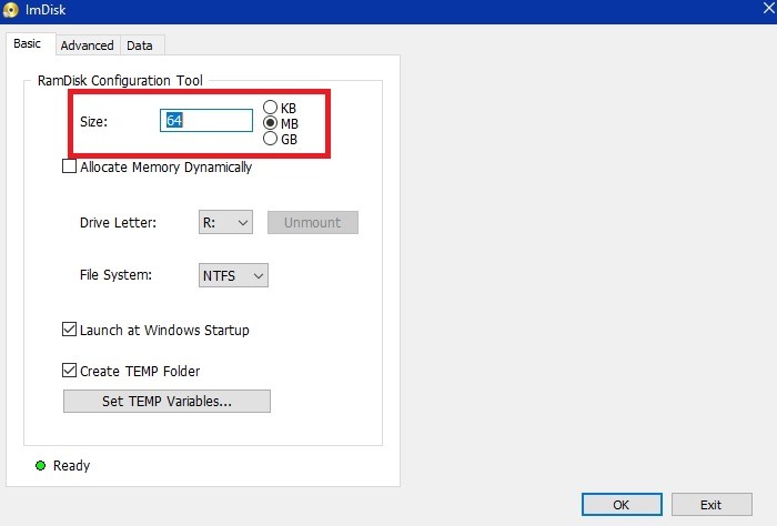 Ram Drive Windows Imdisk Size Allocation