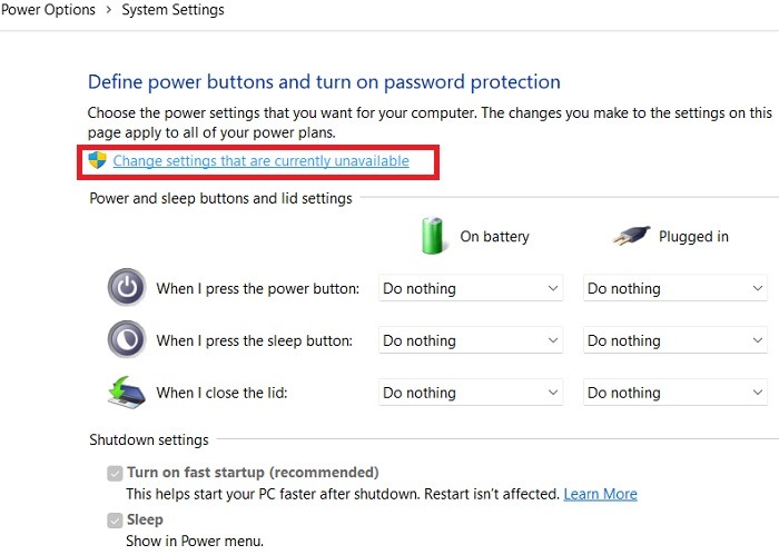 Ram Drive Windows Power Settings Change Unavailable Settings