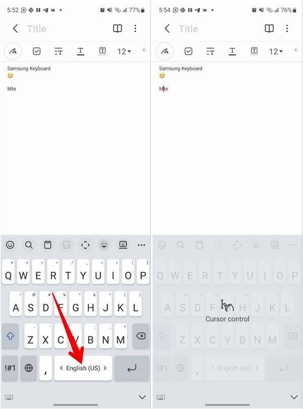Samsung Keyboard Cursor Control