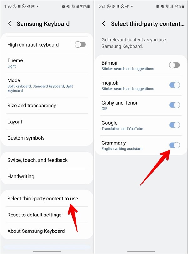 Samsung Keyboard Grammarly Enable