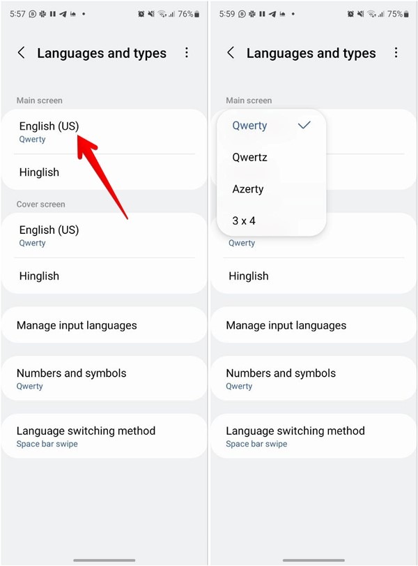 Samsung Keyboard Language Layout