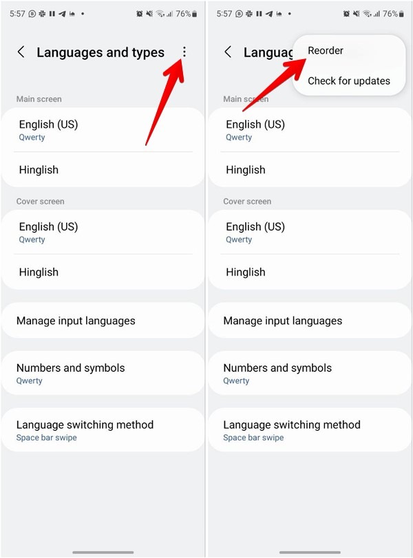 Samsung Keyboard Language Reorder