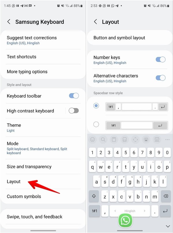 Samsung Keyboard Layout