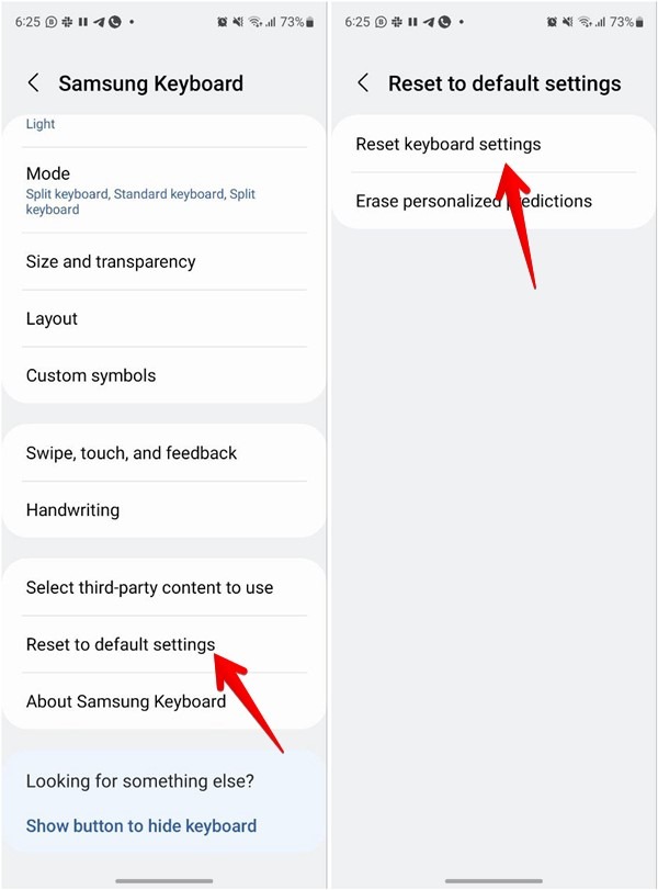 Samsung Keyboard Reset Settings