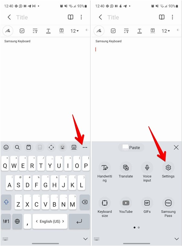 Samsung Keyboard Settings