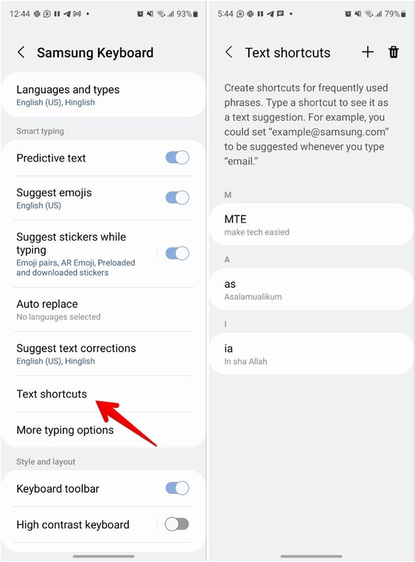 Samsung Keyboard Shortcuts