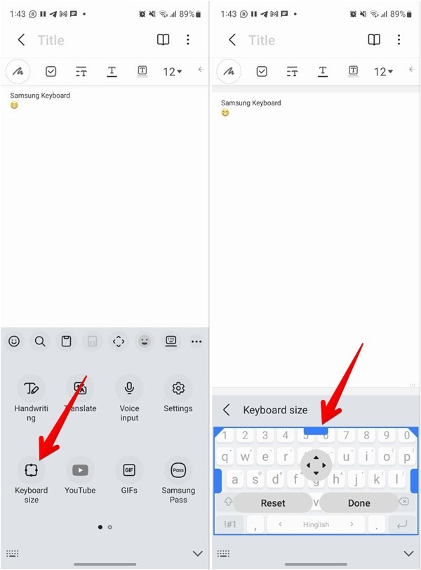 Samsung Keyboard Size