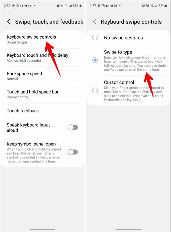 Samsung Keyboard Swipe