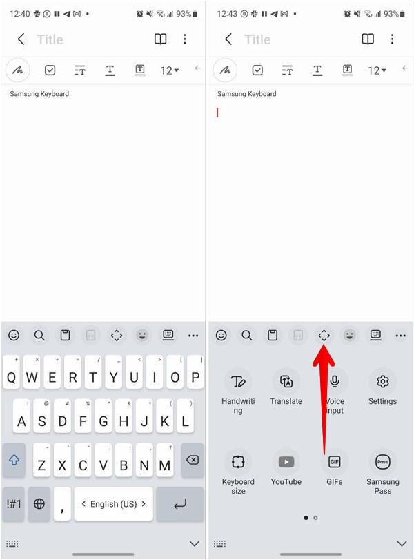 Samsung Keyboard Toolbar Add Item