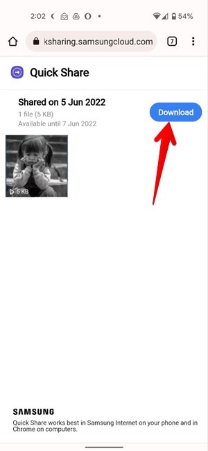 Samsung Quick Share Link Downlaod File