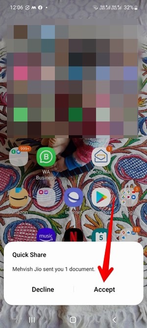 Samsung Quick Share Nearby Accept