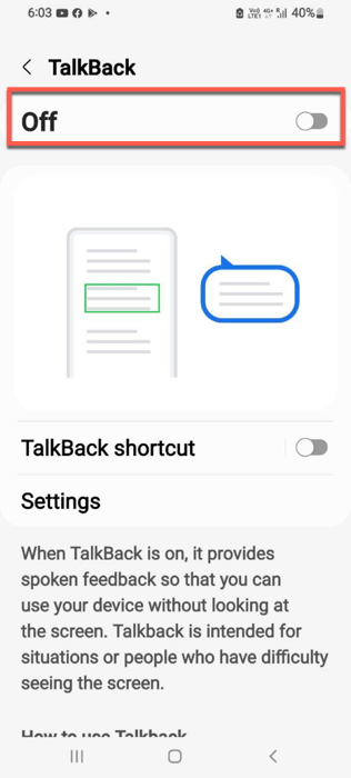 Turn On Talk Back
