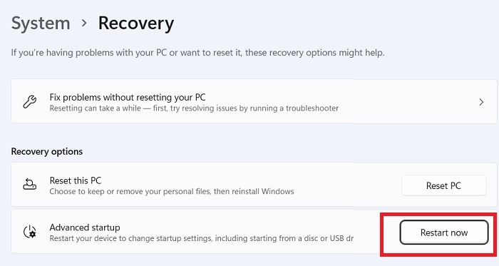 Wdf Violation Advanced Startup Restart Now