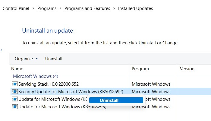Wdf Violation Control Panel Uninstall An Update